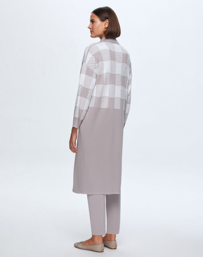 T24K-9027 Square Goose Feet Long Cardigan - 4