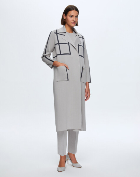 T24K-8013 Square Patterned Long Cardigan - 9