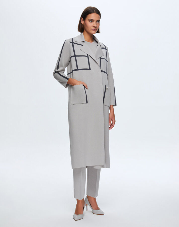 T24K-8013 Square Patterned Long Cardigan - 9