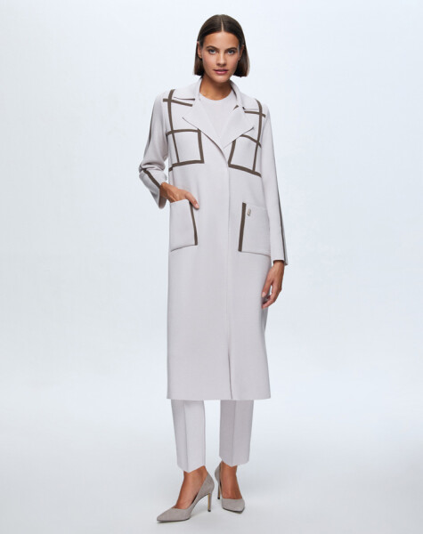 T24K-8013 Square Patterned Long Cardigan - 12