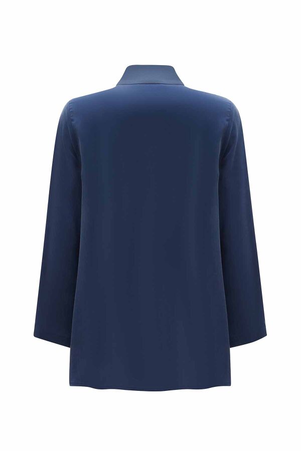 Stand Collar Zippered Long Sleeve Tunic - 3