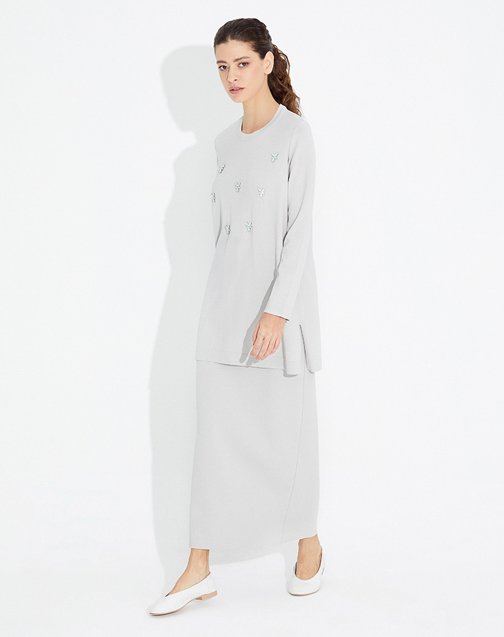 T23Y-6023 Knitwear Tunic with Stone Detail on the Front - 5