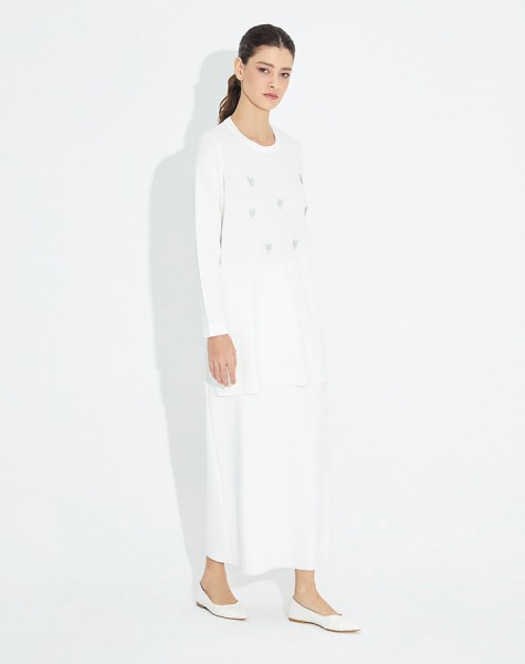 T23Y-6023 Knitwear Tunic with Stone Detail on the Front - 10