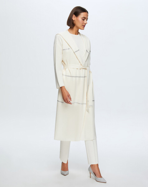 T24K-9009 Stone Striped Knitwear Long Cardigan - 5