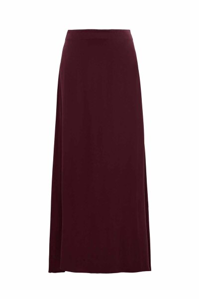 Straight Cut Cupro Skirt Burgundy - 1