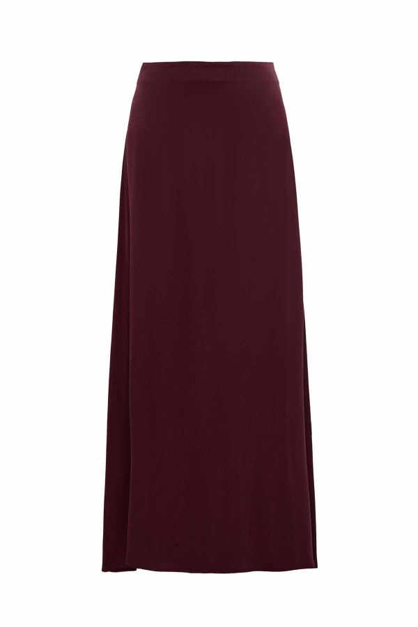 Straight Cut Cupro Skirt Burgundy - 1