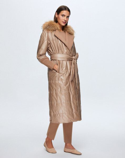 T24K-8021 Long Fur Coat with Strap Detail - 2