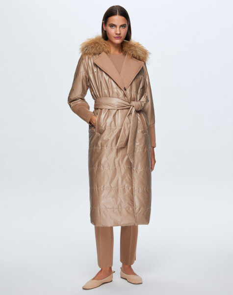 T24K-8021 Long Fur Coat with Strap Detail - 3