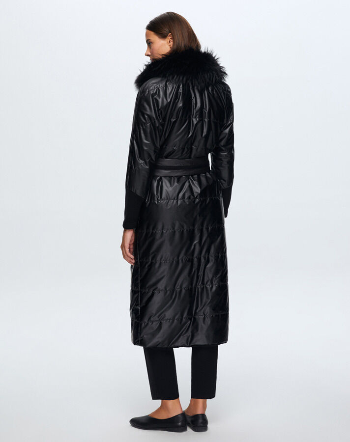 T24K-8021 Long Fur Coat with Strap Detail - 7