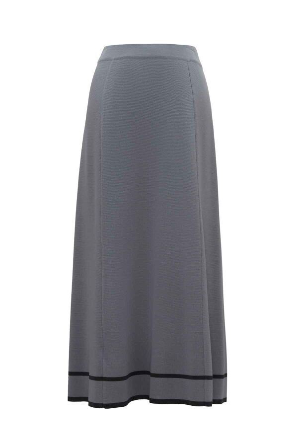 Striped Detail Knit Skirt Gray - 1