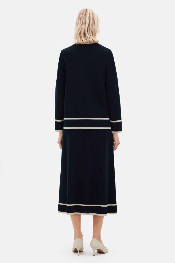 Striped Detail Knit Skirt NavyBlue - 3