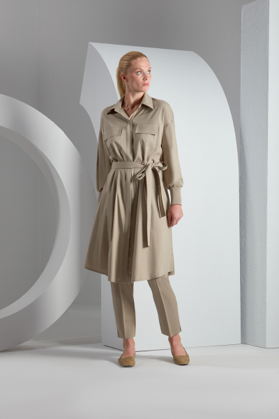 T23K-3003 Triko Detaylı Uzun Gömlek DERMA-MOLDY GREEN - 1