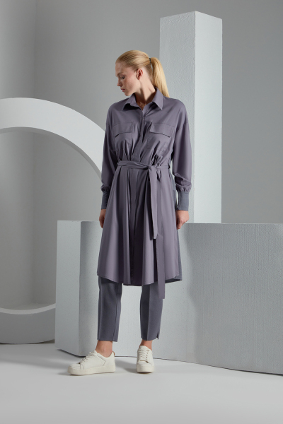 T23K-3003 Triko Detaylı Uzun Gömlek PILA-BULLET - 2