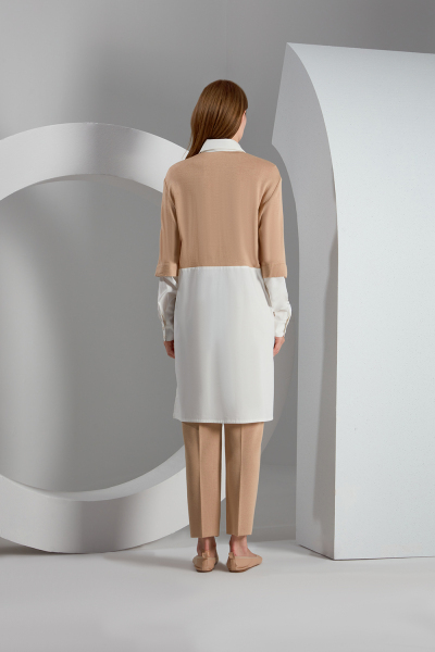 T23K-3004 Erkek Yaka Triko Detaylı Gömlek DIDO-BEİGE - 2