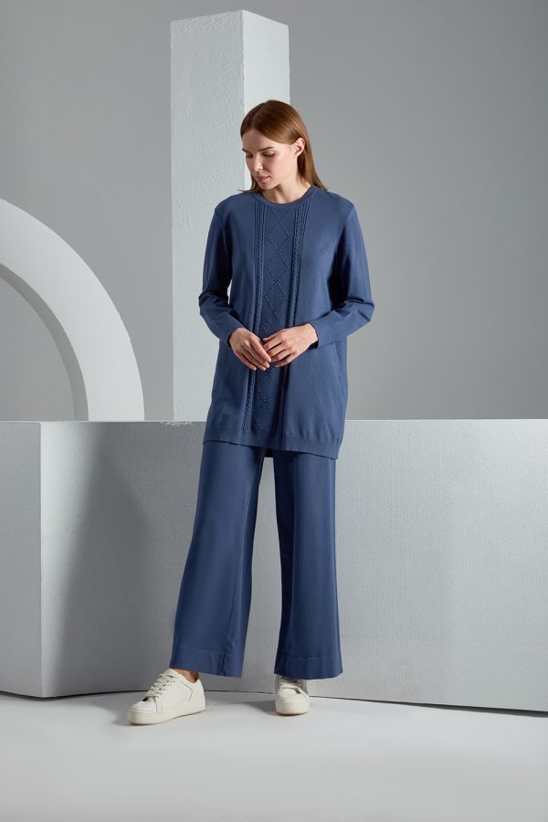 T23K-6006 Saç Örgü Detaylı Touch Me Tunik - 5