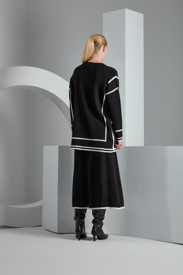 T23K-6039 İnce Çizgi Detaylı Triko Tunik - 2