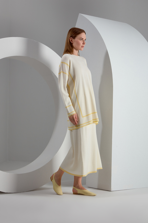 T23K-6039 İnce Çizgi Detaylı Triko Tunik - 6