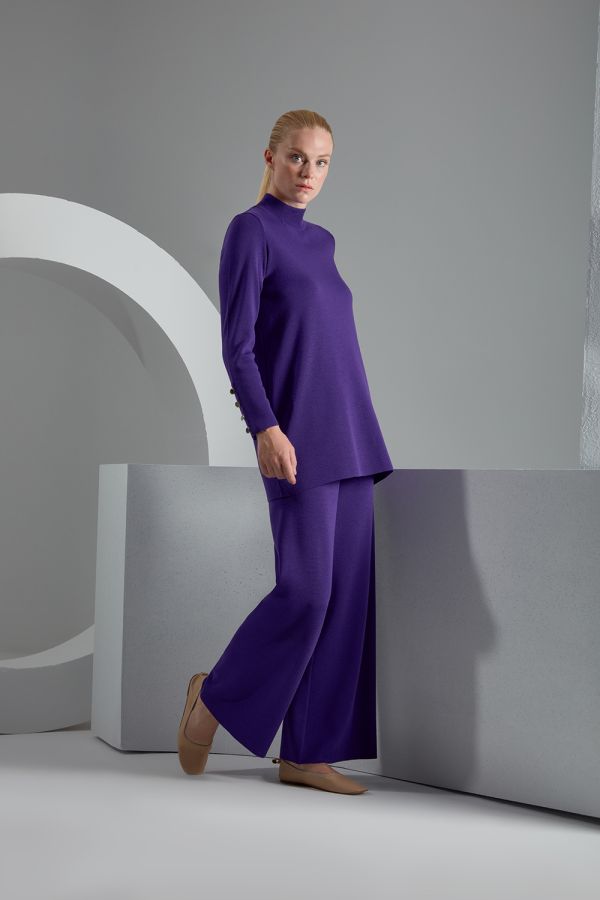 T23K-7001 Wide Leg Knitwear Trousers - 14