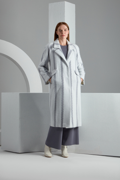 T23K-8003 Kürk Yaka Yumoş Manto ECRU / PILA-BULLET - 1