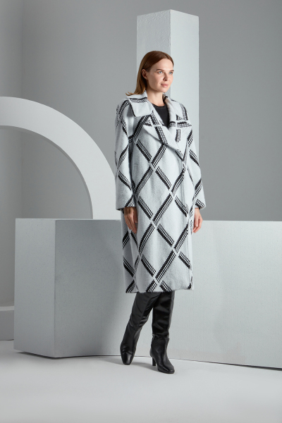 T23K-8004 Baklava Dilimli Uzun Yumoş Manto BLACK - MISS DALIDA