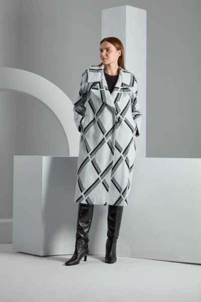 T23K-8004 Baklava Dilimli Uzun Yumoş Manto BLACK - 2