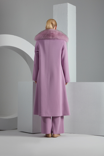 T23K-8007 Kürk Yaka Uzun Triko Manto RUPE-LİLAC - MISS DALIDA (1)