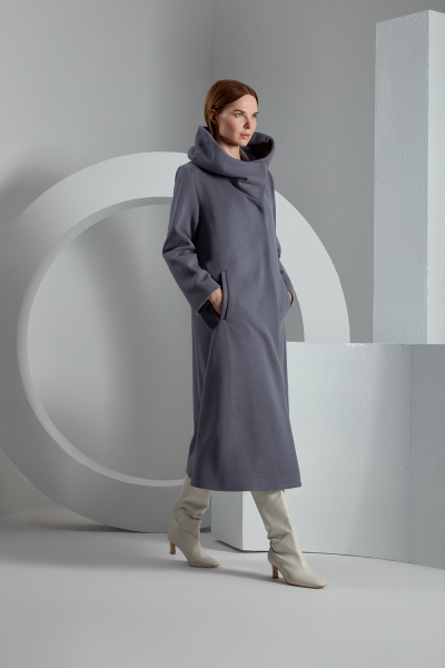 T23K-8008 Yaka Detaylı Uzun Triko Manto PILA-BULLET - 1