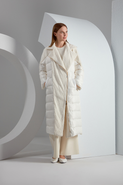 T23K-8017 Yumoş İp Detaylı Şişme Mont ECRU - 1