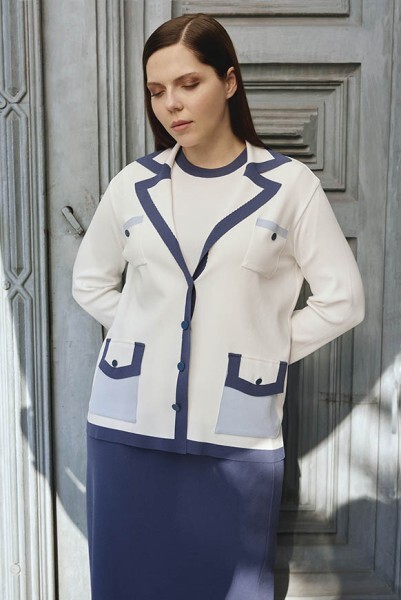 Düz Kesim Lacivert Elegant Etek Kalem - 1