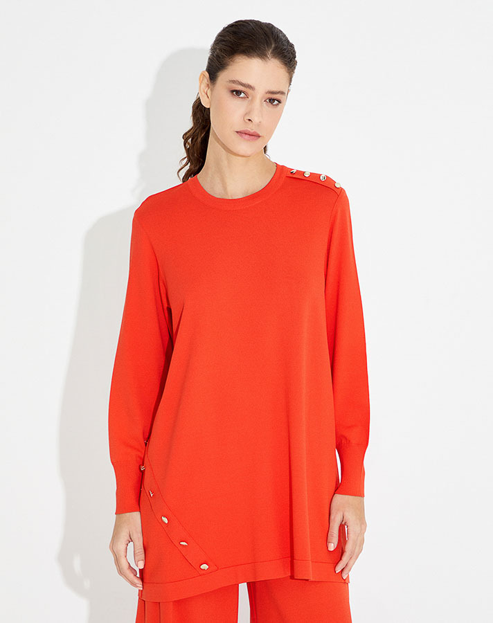T23Y-6001 Düğme Aksesurarlı Basic Tunik - 6