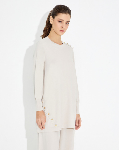 T23Y-6001 Düğme Aksesurarlı Basic Tunik - 8