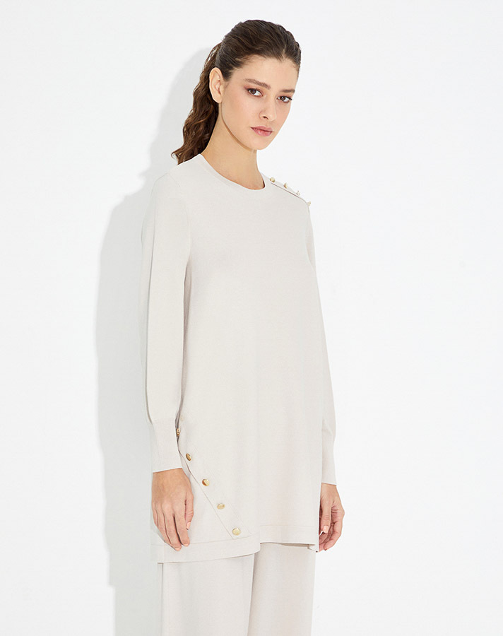 T23Y-6001 Düğme Aksesurarlı Basic Tunik - 8