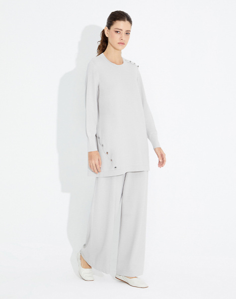 T23Y-6001 Düğme Aksesurarlı Basic Tunik - 1