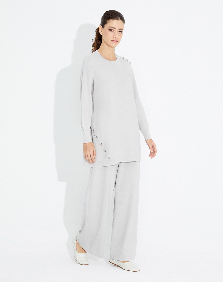 T23Y-6001 Düğme Aksesurarlı Basic Tunik - 1