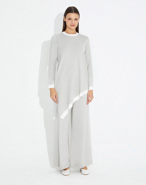 T23Y-6004 Asimetrik Kesim Triko Tunik - 1