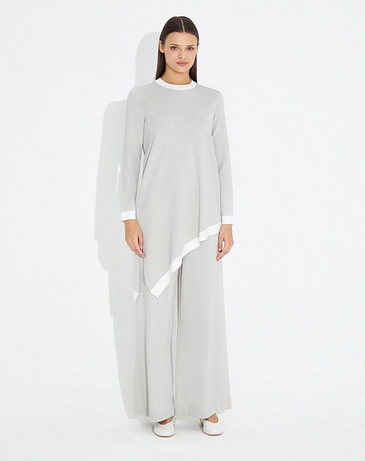 T23Y-6004 Asimetrik Kesim Triko Tunik - 1