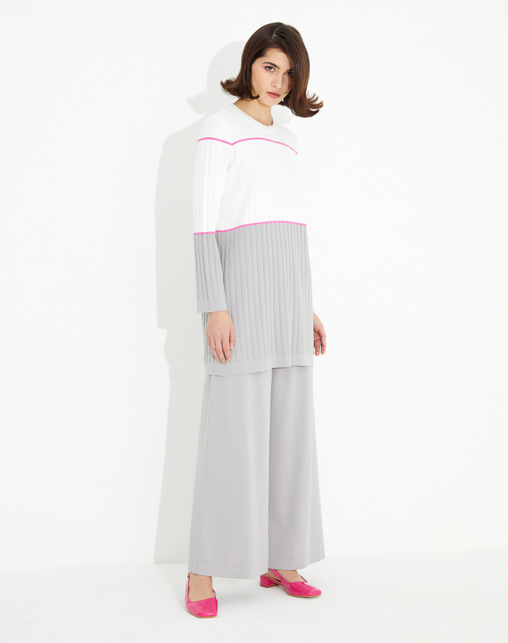 T23Y-6005 Fitilli Triko Tunik - 1