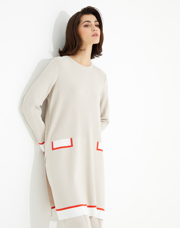 T23Y-6006 Cep Görünümlü Fitilli Triko Tunik - 4