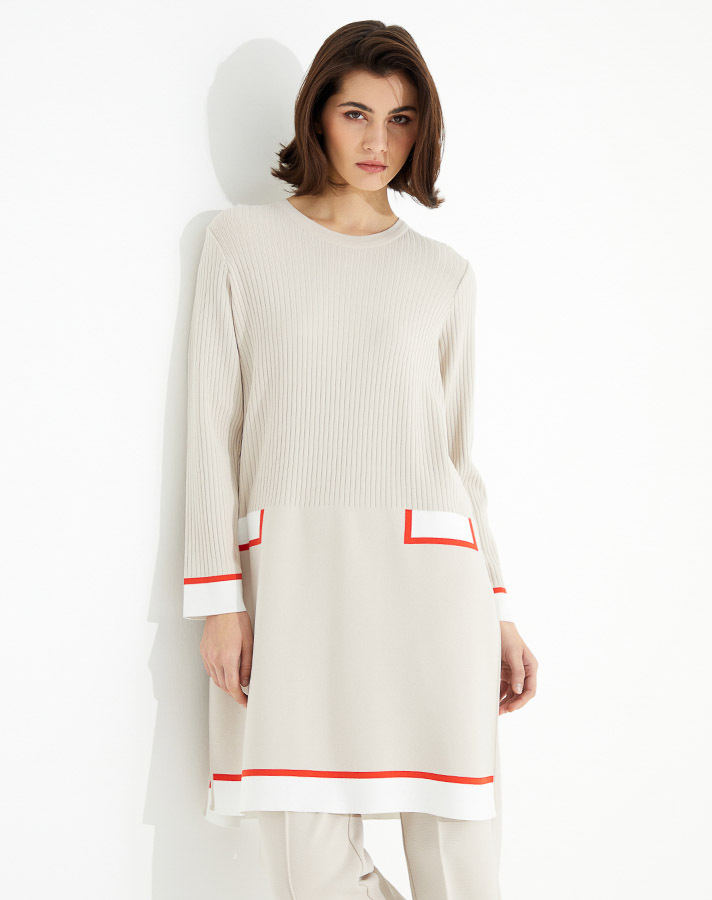 T23Y-6006 Cep Görünümlü Fitilli Triko Tunik - 5