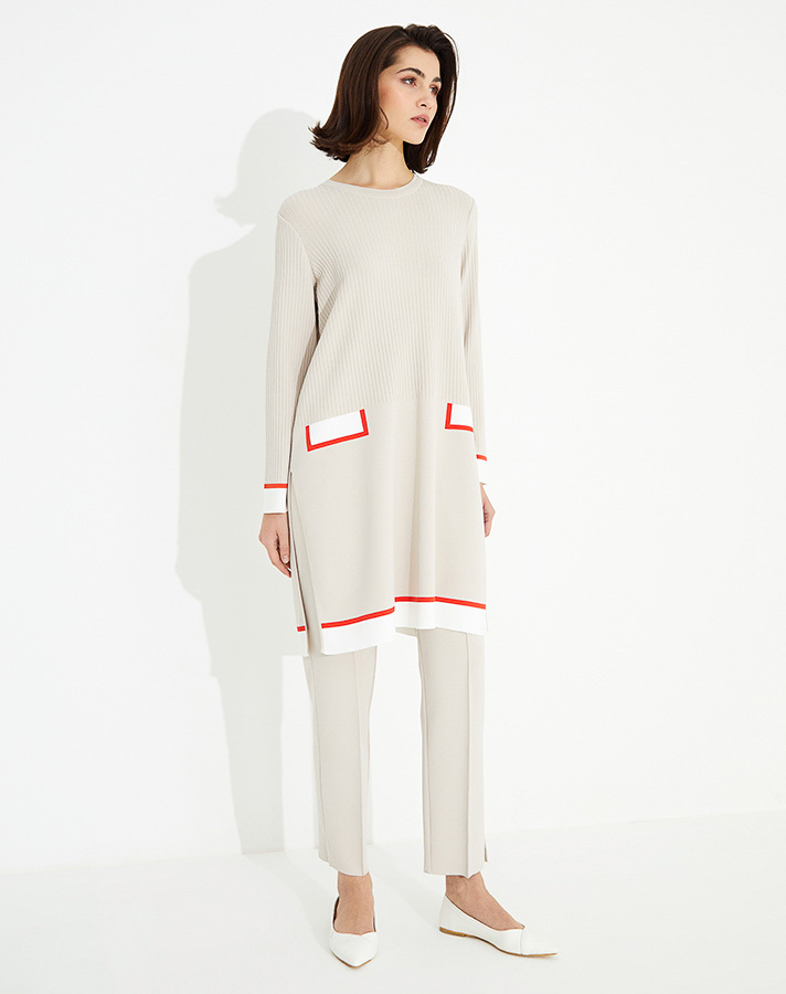 T23Y-6006 Cep Görünümlü Fitilli Triko Tunik - 6