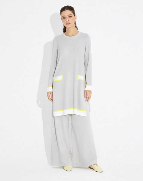 T23Y-6006 Cep Görünümlü Fitilli Triko Tunik - 1