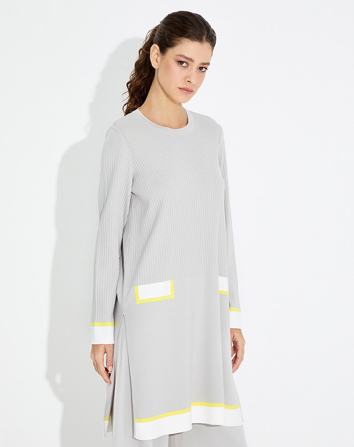 T23Y-6006 Cep Görünümlü Fitilli Triko Tunik - 2