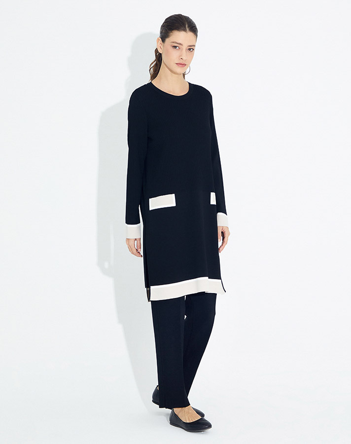 T23Y-6006 Cep Görünümlü Fitilli Triko Tunik - 9