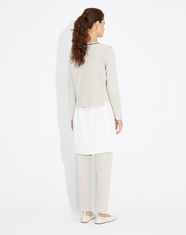 T23Y-6008 Poplin Detaylı Triko Tunik - 4