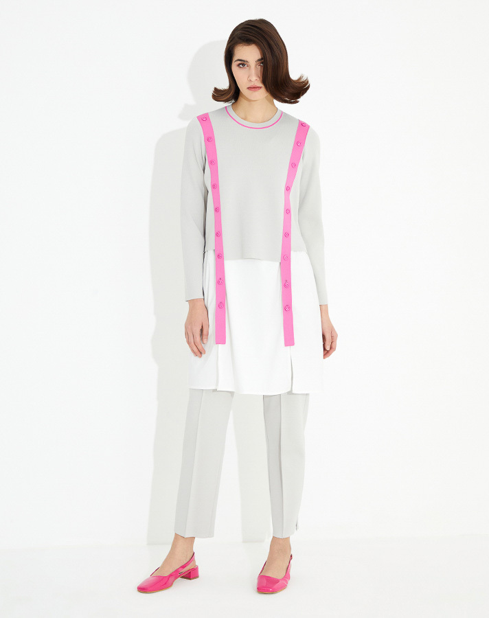 T23Y-6008 Poplin Detaylı Triko Tunik - 6