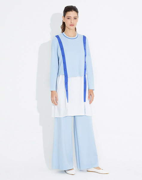 T23Y-6008 Poplin Detaylı Triko Tunik - 7