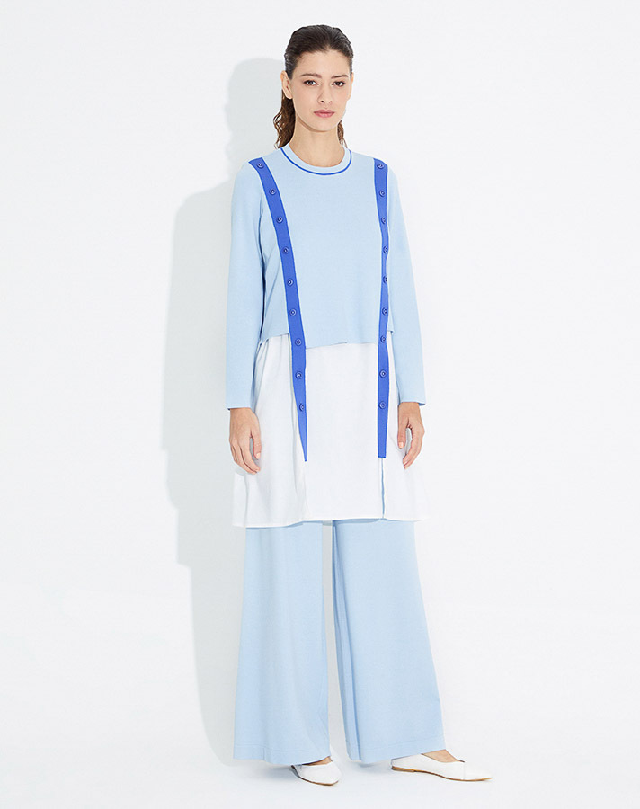 T23Y-6008 Poplin Detaylı Triko Tunik - 7