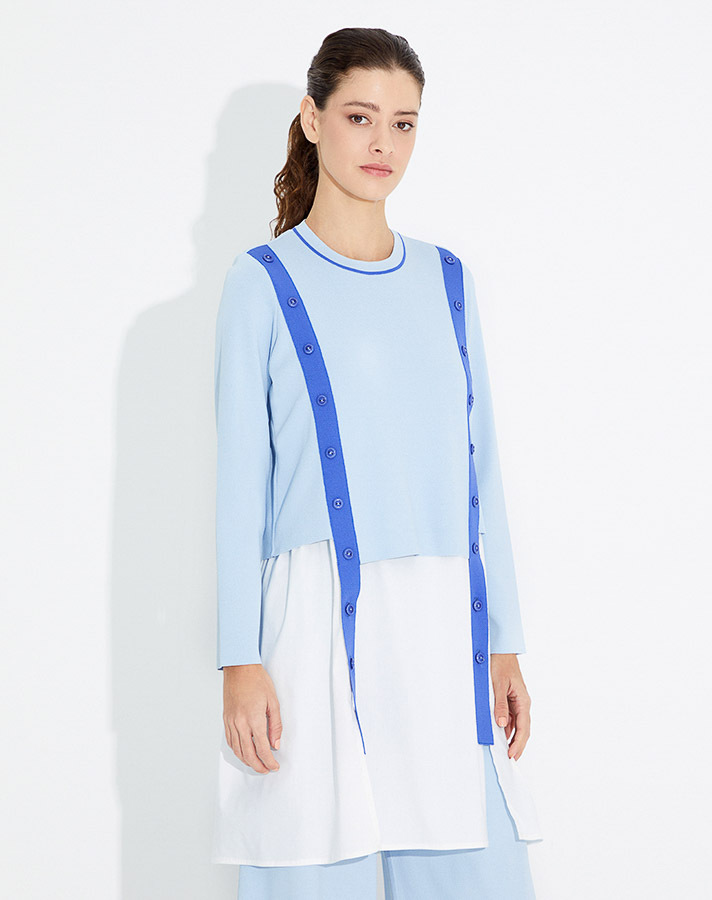 T23Y-6008 Poplin Detaylı Triko Tunik - 8