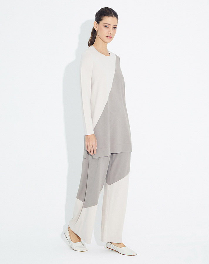 T23Y-6014 Deseni Asimetrik Triko Tunik - 3