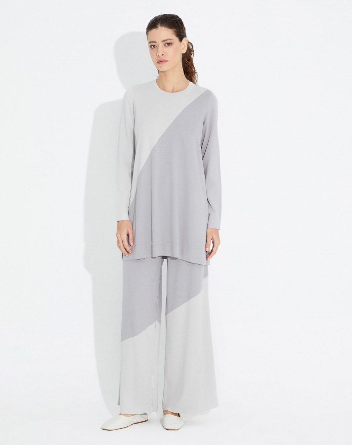 T23Y-6014 Deseni Asimetrik Triko Tunik - 5